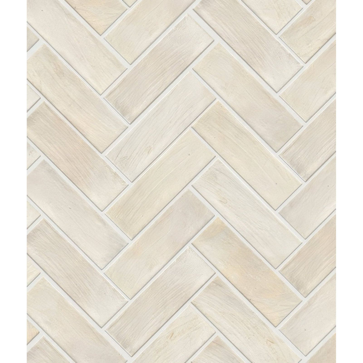 Beige petite porcelain matt cotto light tile with herringbone pattern and subtle wood grain texture