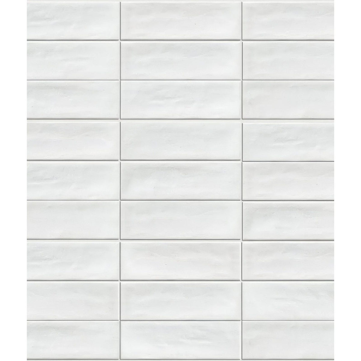 Petite porcelain matt white white rectangular ceramic tiles with subtle matte finish arranged in a grid pattern