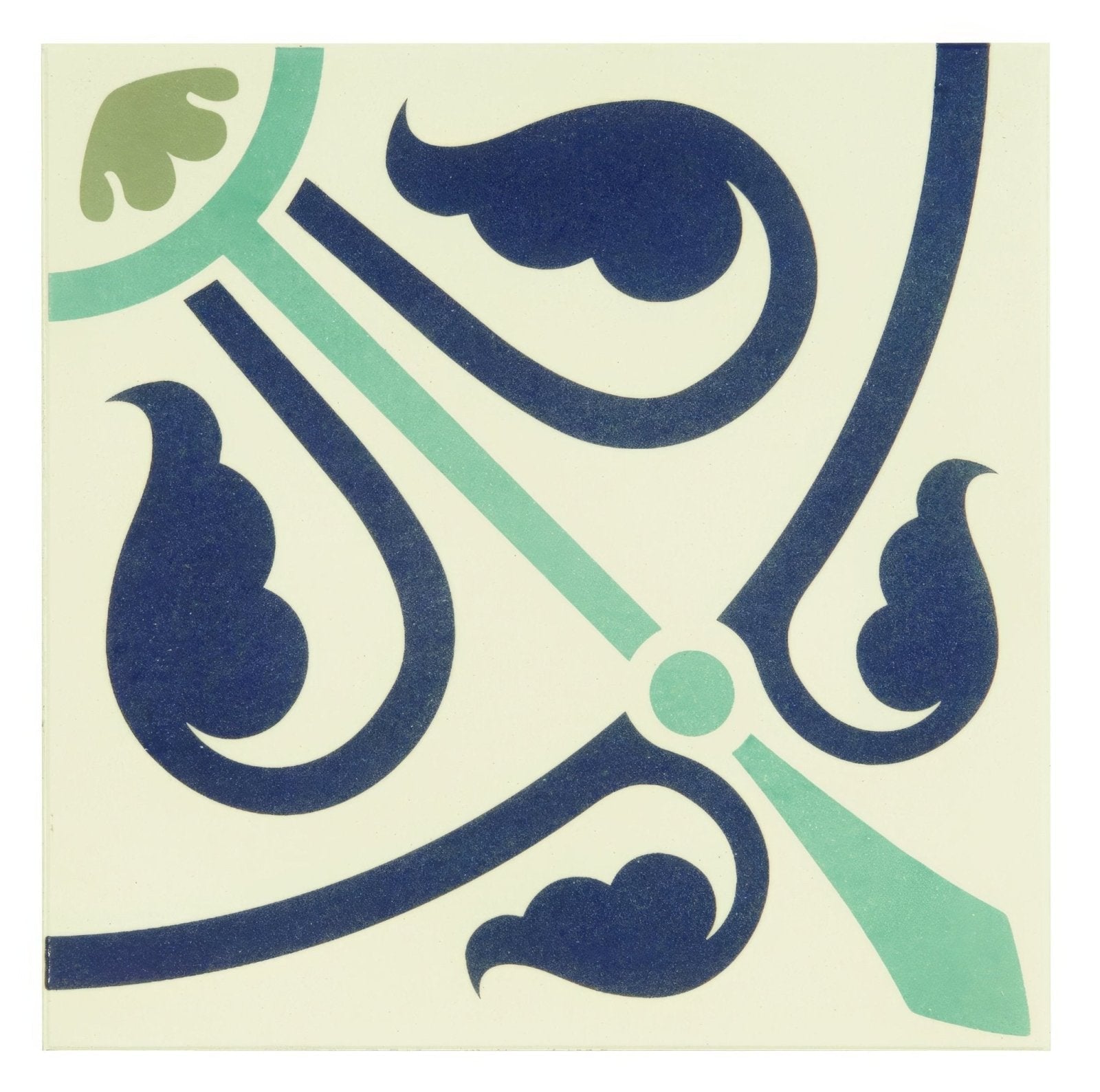 Phoenician Dublin, Dark Blue and Dark Jade on White