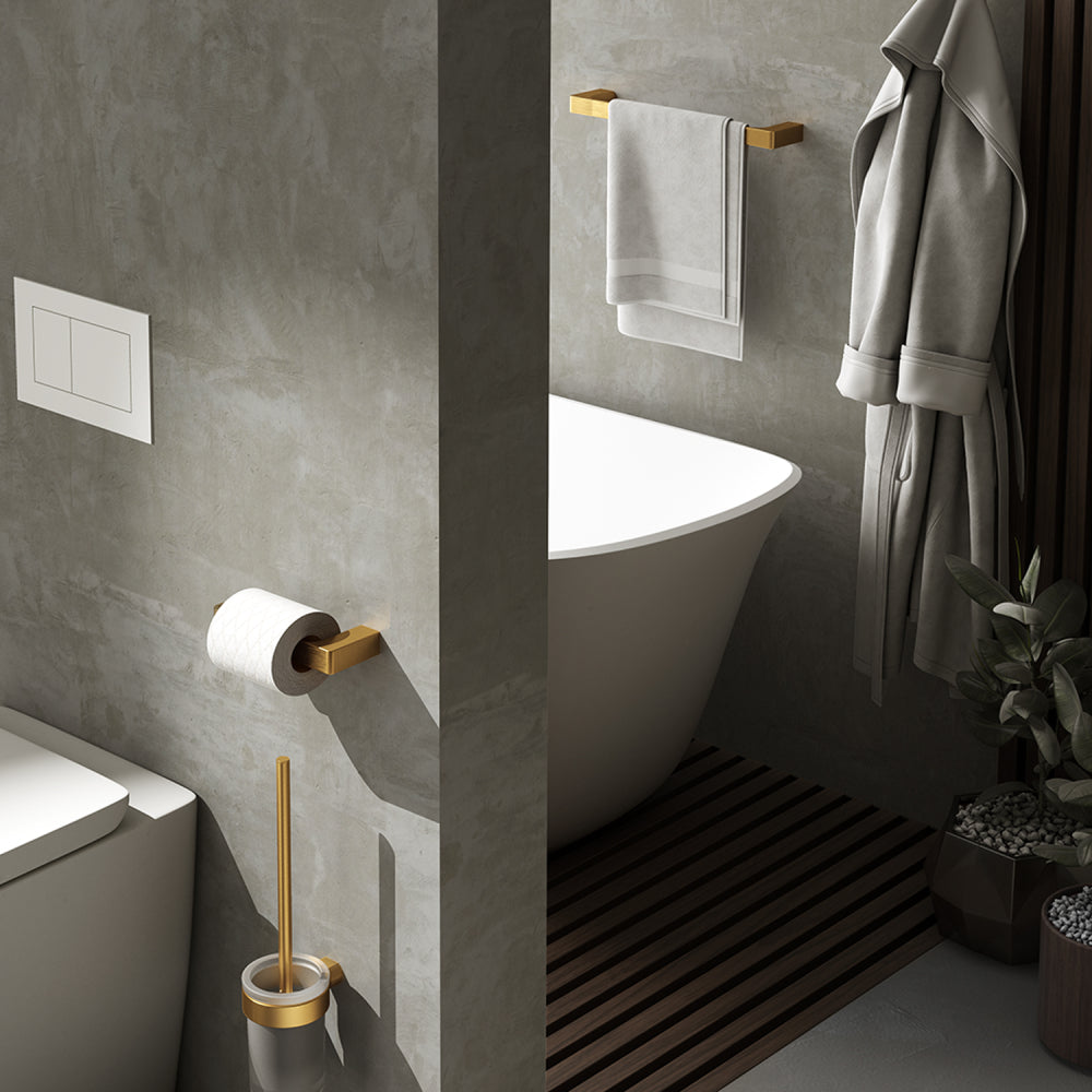 Pirenei Towel Rail 35cm in Brushed Gold - Origins Living, view 2