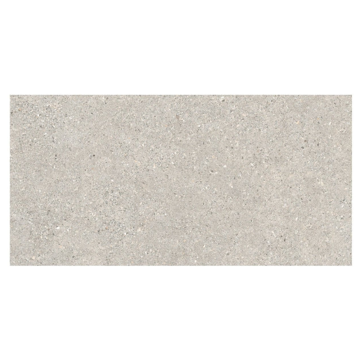Gray speckled rectangular tile with textured stone-like surface piazza silver 60 x 120cm for flooring and walls