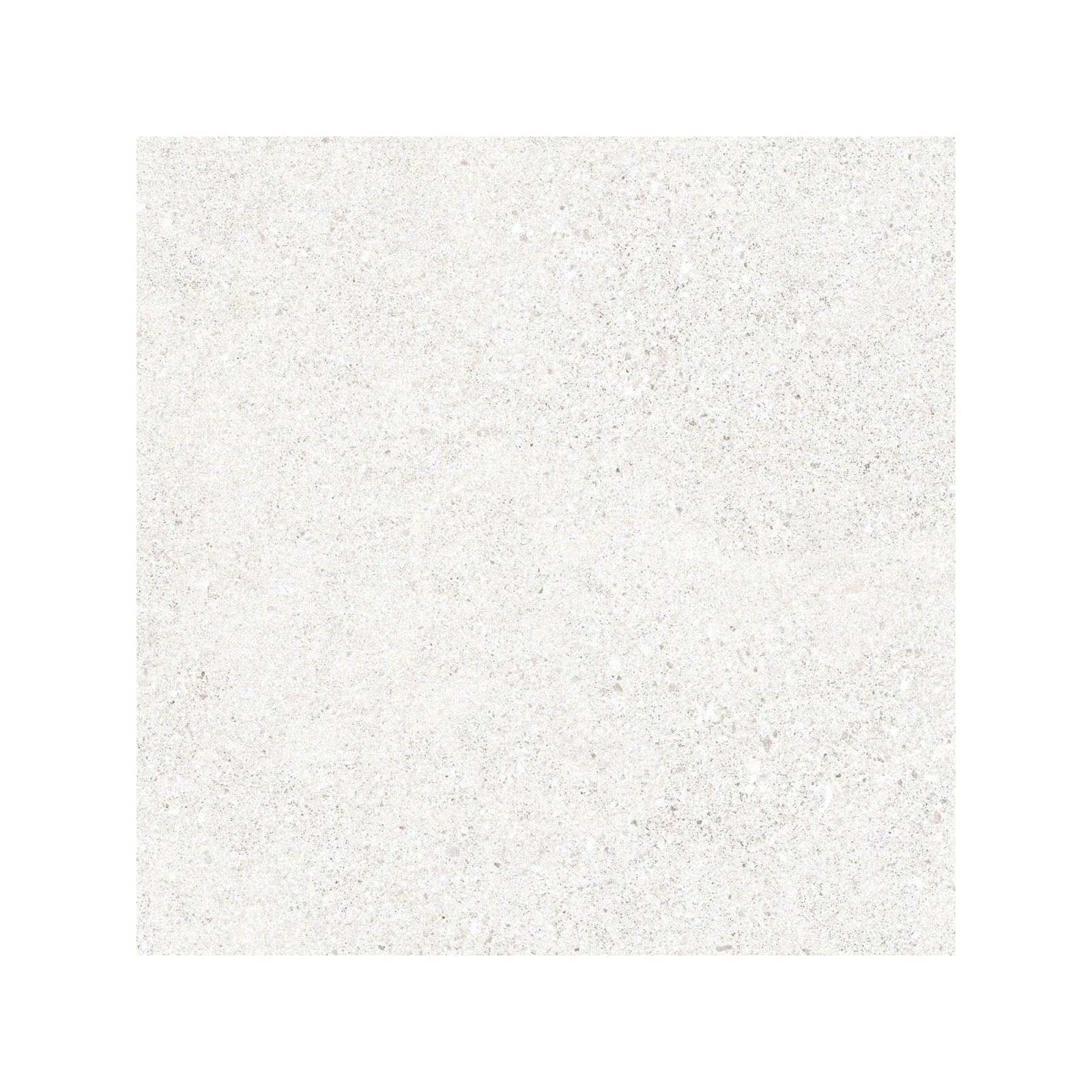 Piazza white 60 x 60cm white textured tile with subtle gray speckles for flooring and wall applications