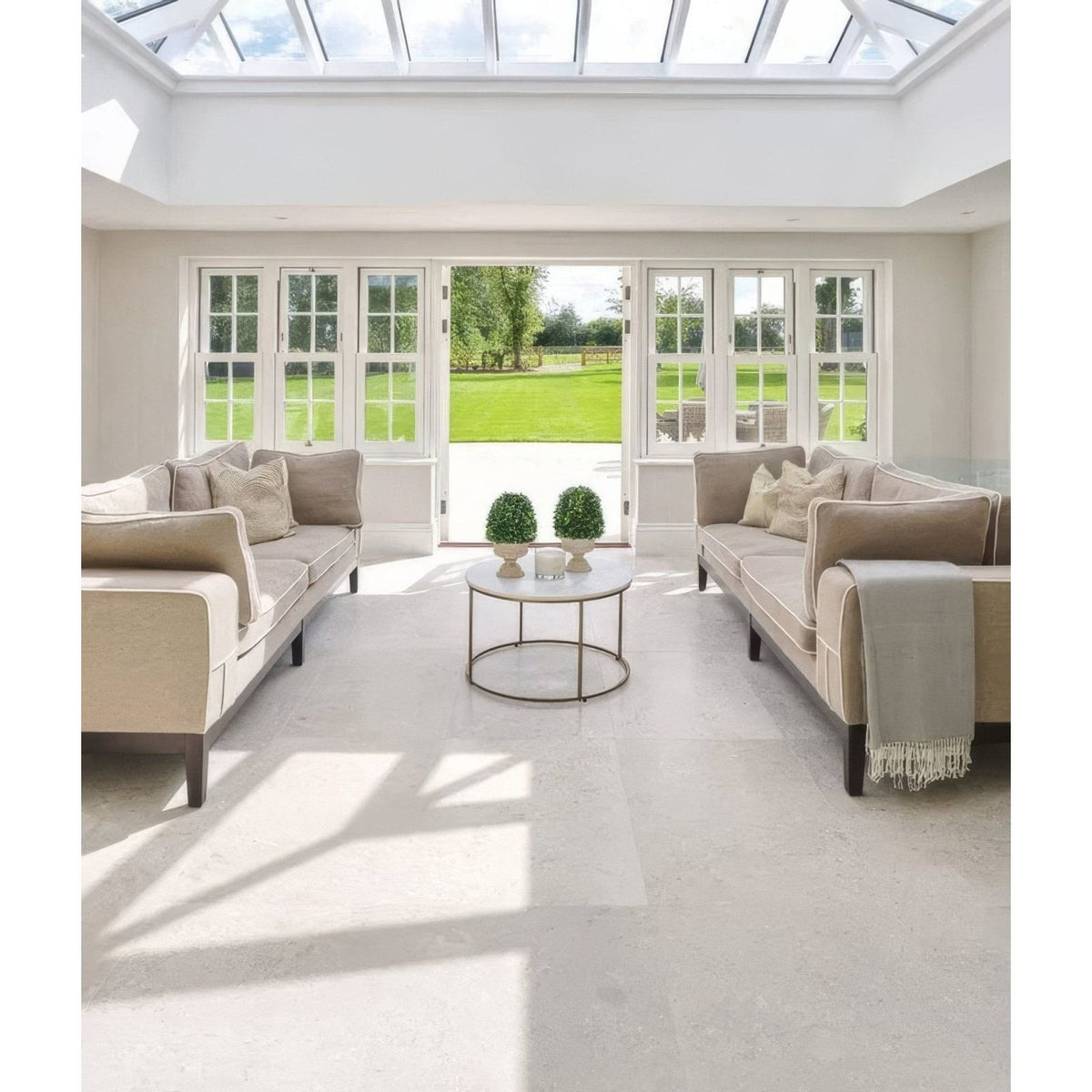 Piccadilly Limestone Honed Finish 60 x 60cm in a hallway setting