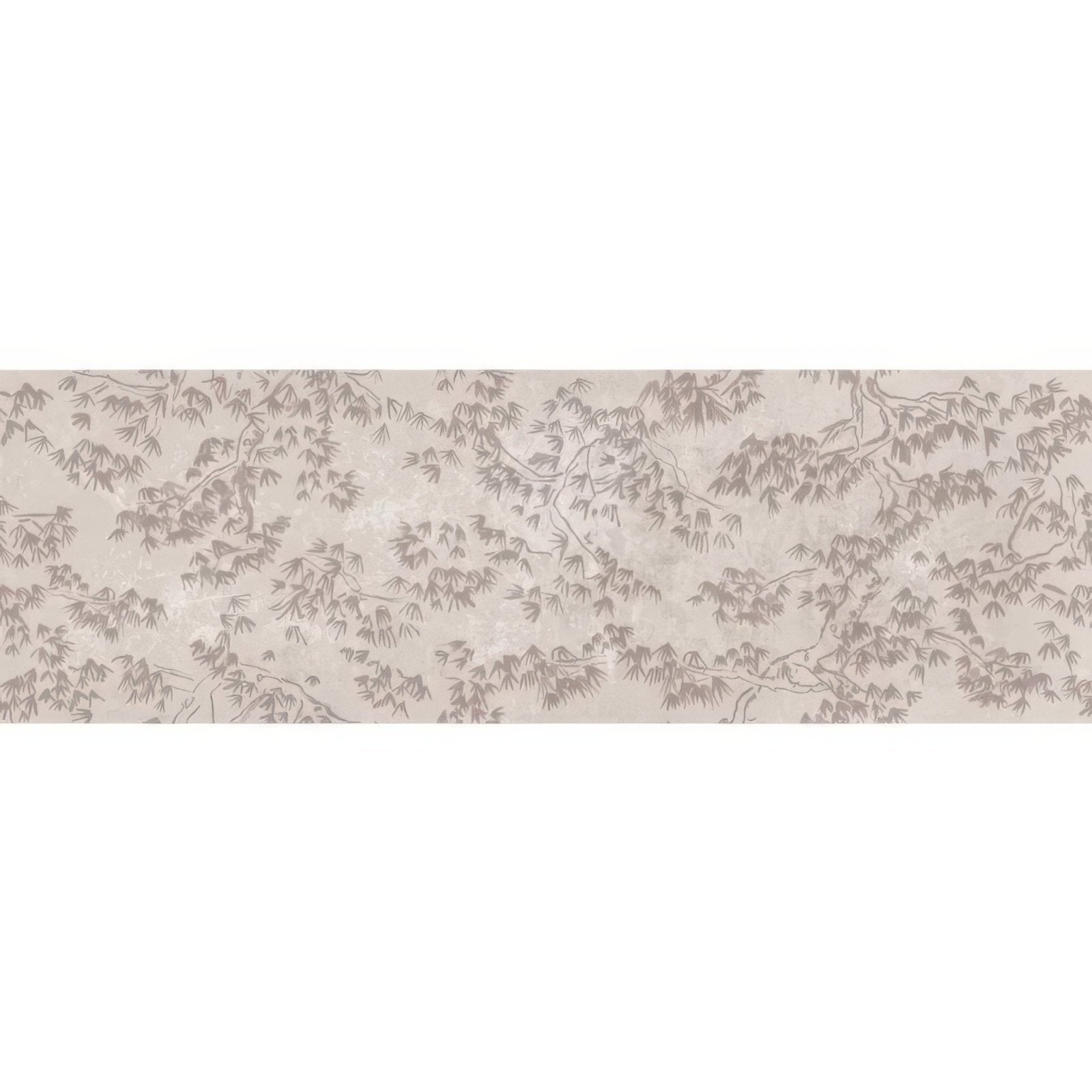 Beige eastern mist pine single tile wallpaper with delicate grayish brown bamboo branch pattern for elegant decor