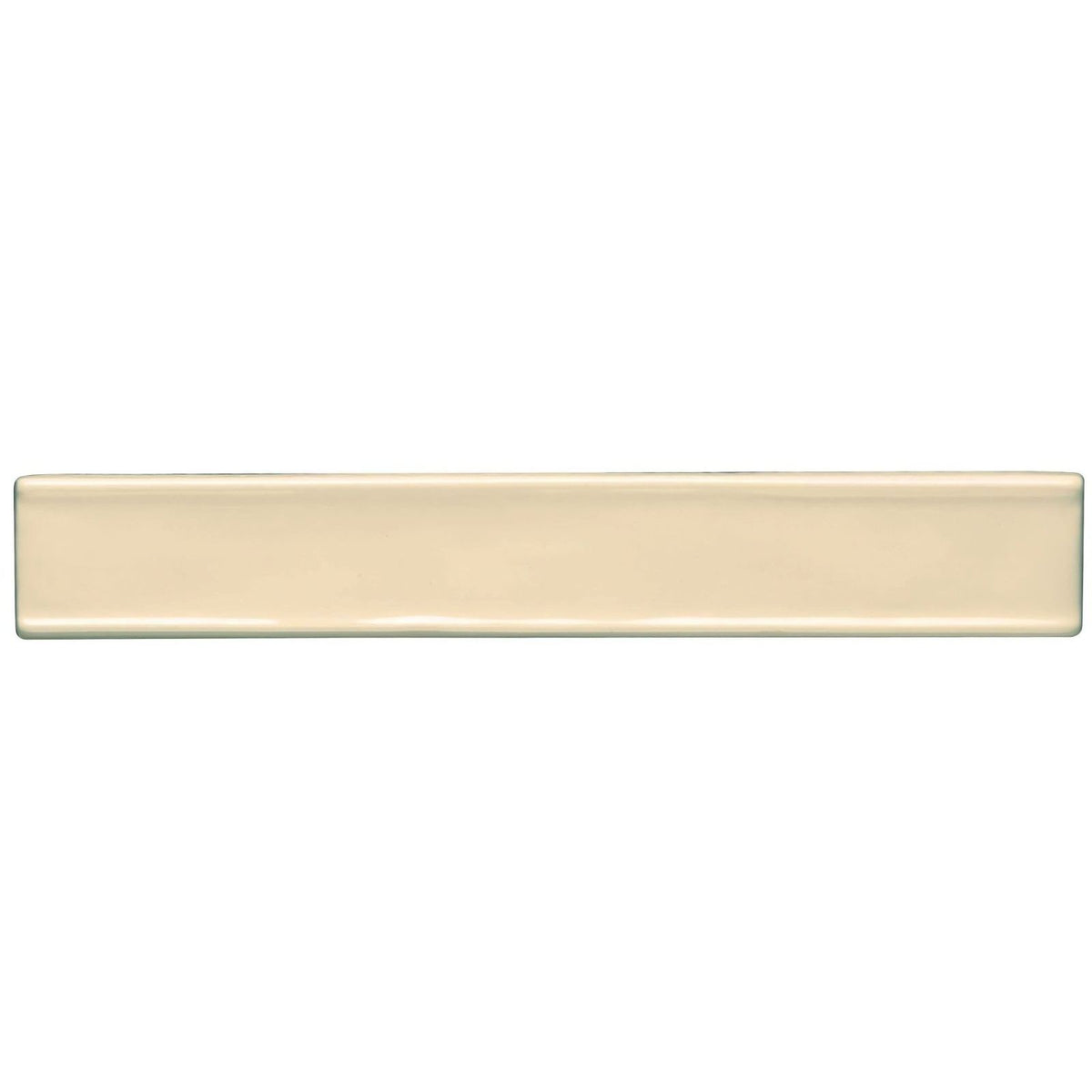 Cream-colored rectangular ceramic plain bug border tile with smooth glossy finish