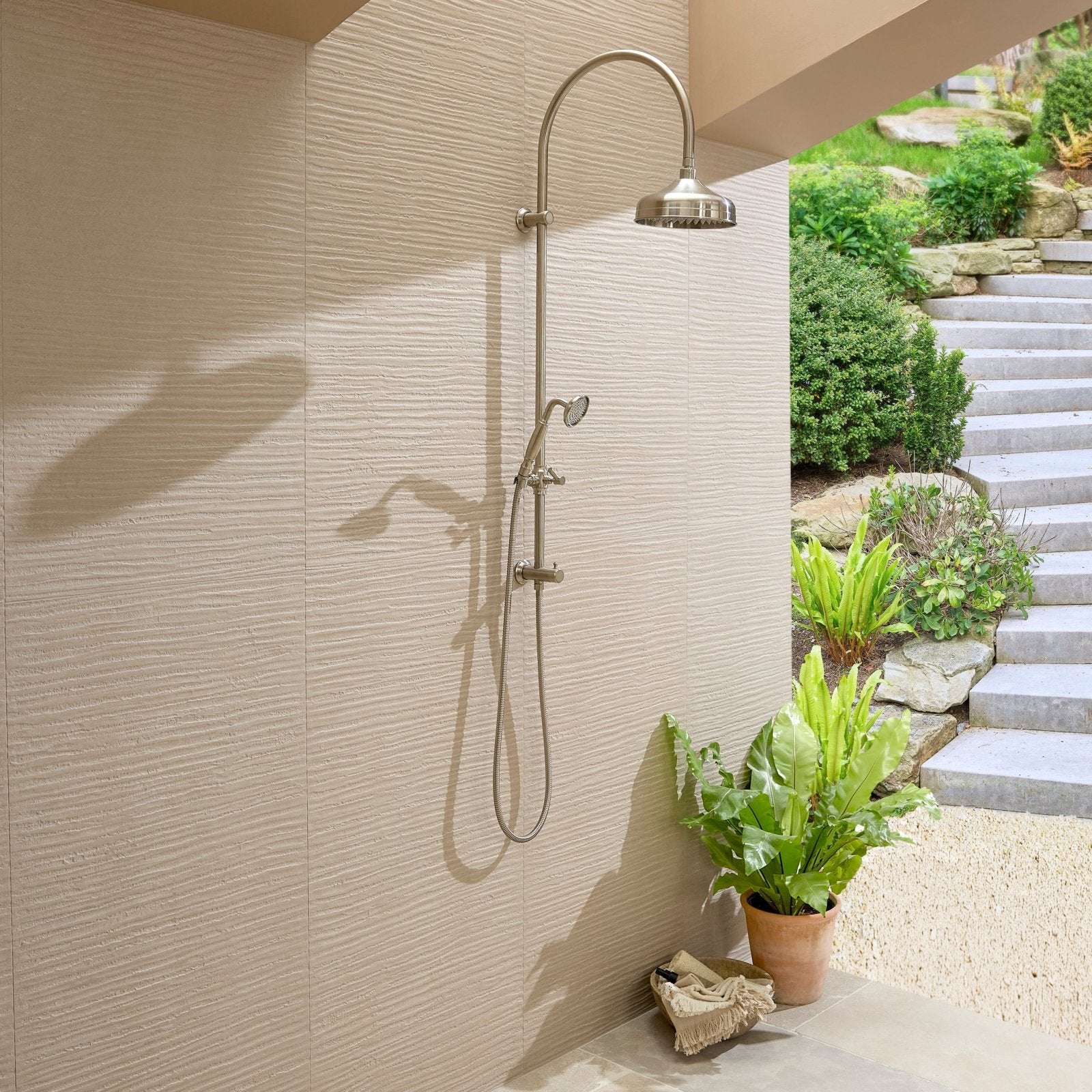 Plastercraft Linea Mano Porcelain Mink Textured beige textured porcelain wall tile
