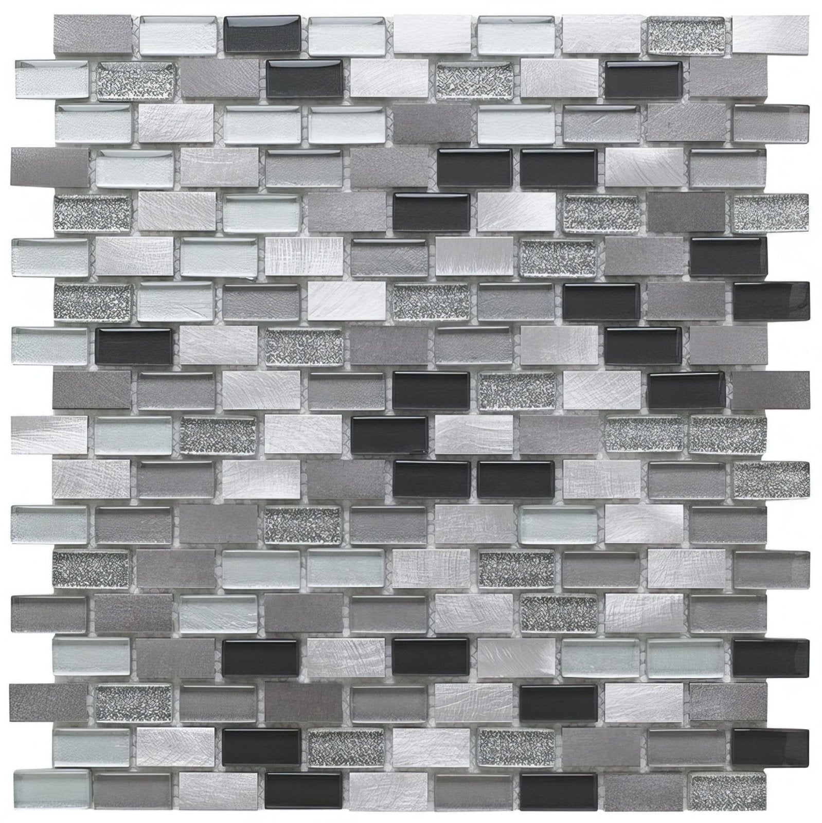 Platinum Lancer 139 Glass/Metal Mix Mini Brick Mosaic 15x30mm