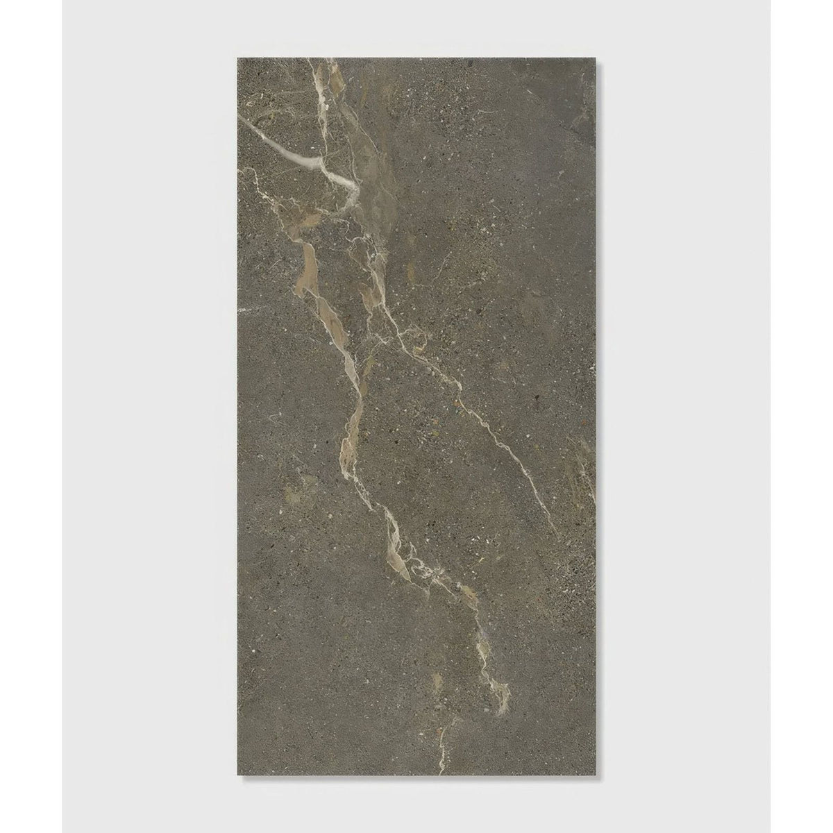 Etna porcelain matt dark gray rectangular tile with beige and white veining mimicking natural stone 59.5x120cm
