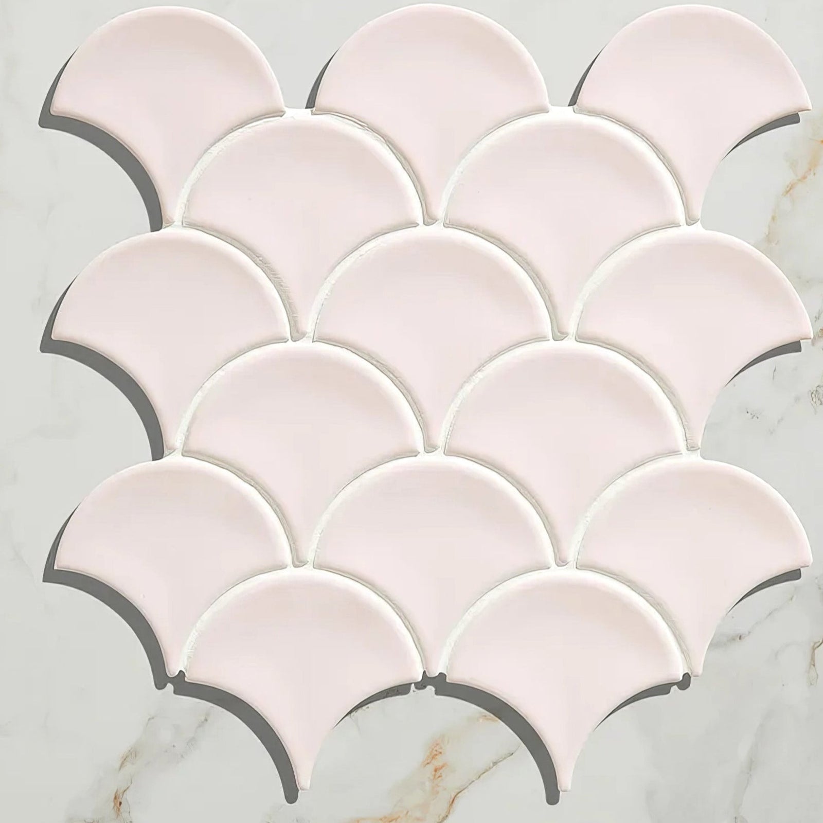 Pink scalloped ceramic tile mosaic gelato porcelain mosaic cotton candy with smooth glossy finish