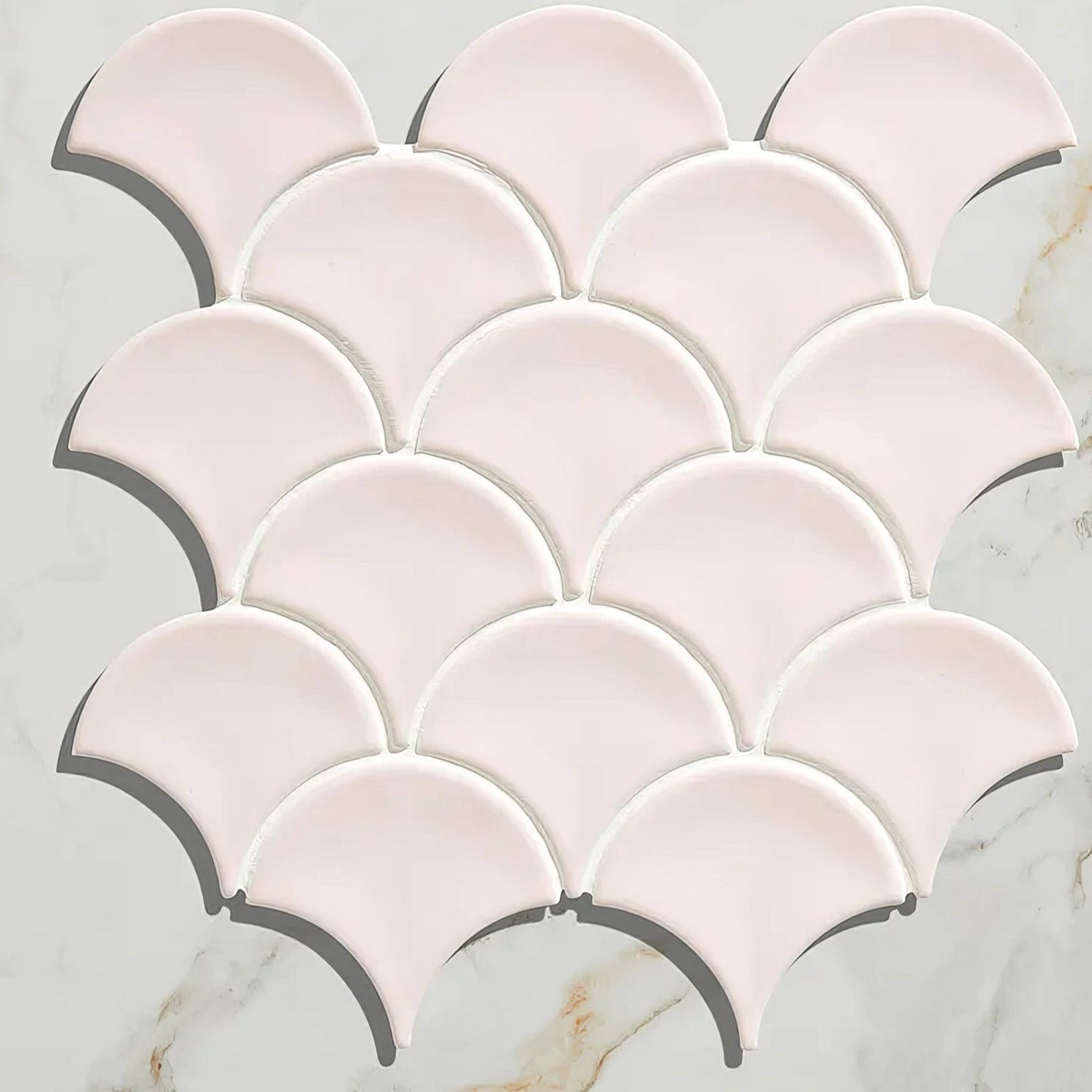 Pink scalloped ceramic tile mosaic gelato porcelain mosaic cotton candy with smooth glossy finish