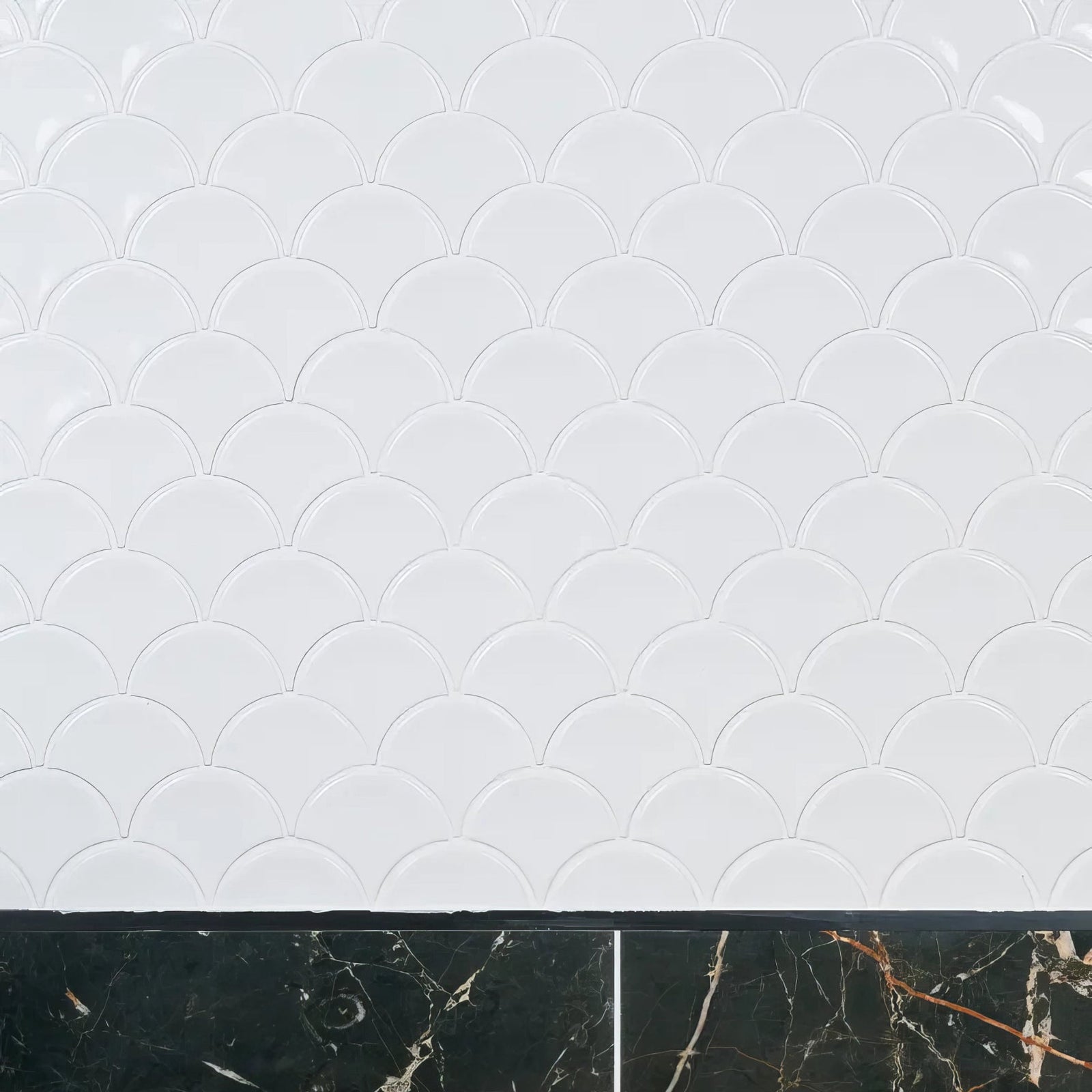 Gelato porcelain mosaic milk white white glossy fish-scale tiles with subtle sheen perfect for wall and floor decor