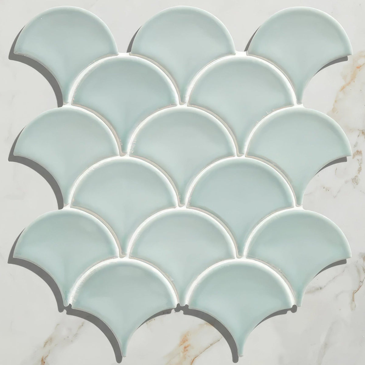Gelato Porcelain Mosaic Mint Wall Tile 27.3x25.9cm – close-up detail