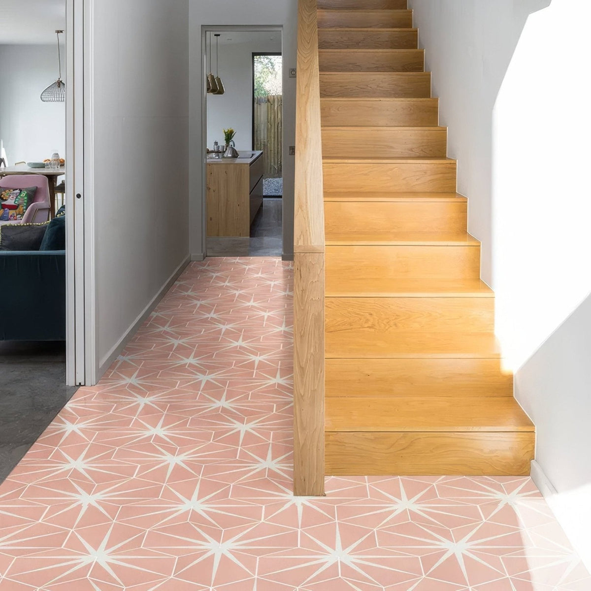 Lily Pad Porcelain Bubblegum – floor tile detail