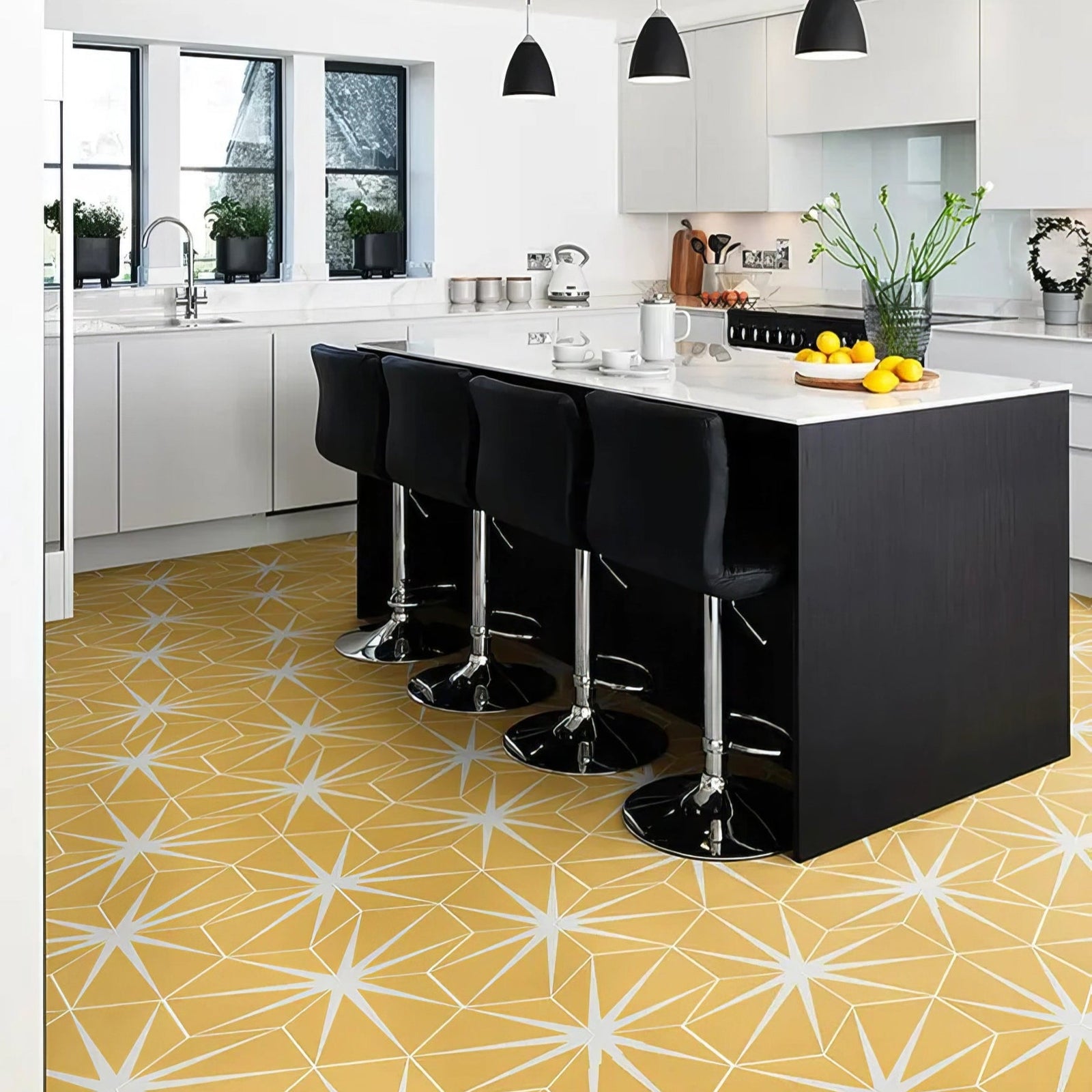 Lily Pad Porcelain Custard Wall & Floor Tile 23x20cm – detail view 3