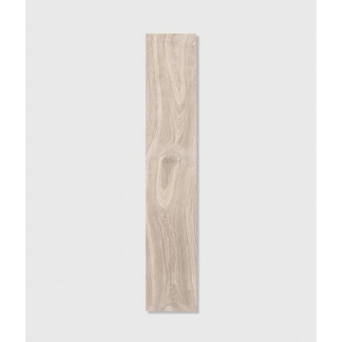 Parterre porcelain plank in light beige wood-effect with natural grain pattern and subtle knots rectangular tile