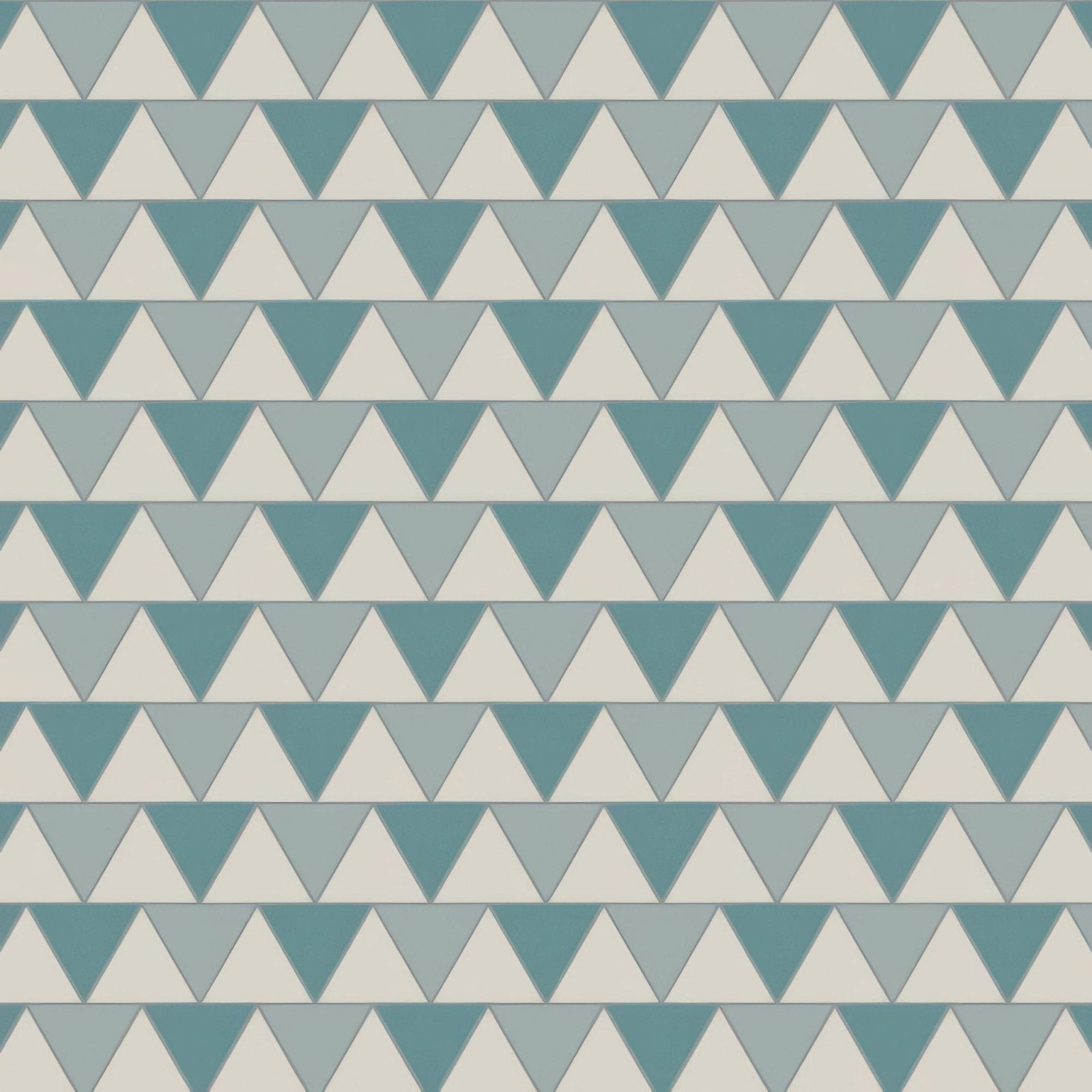 Portsmouth Dover white blue and grey geometric wallpaper with repeating teal and light gray triangle pattern