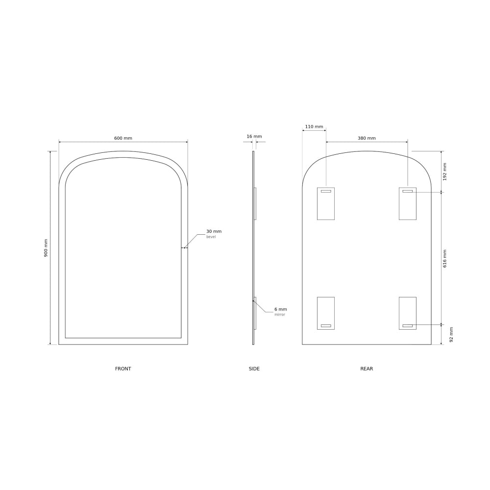 Porterhouse Overmantel Arch Mirror 60x90cm - Origins Living, view 8