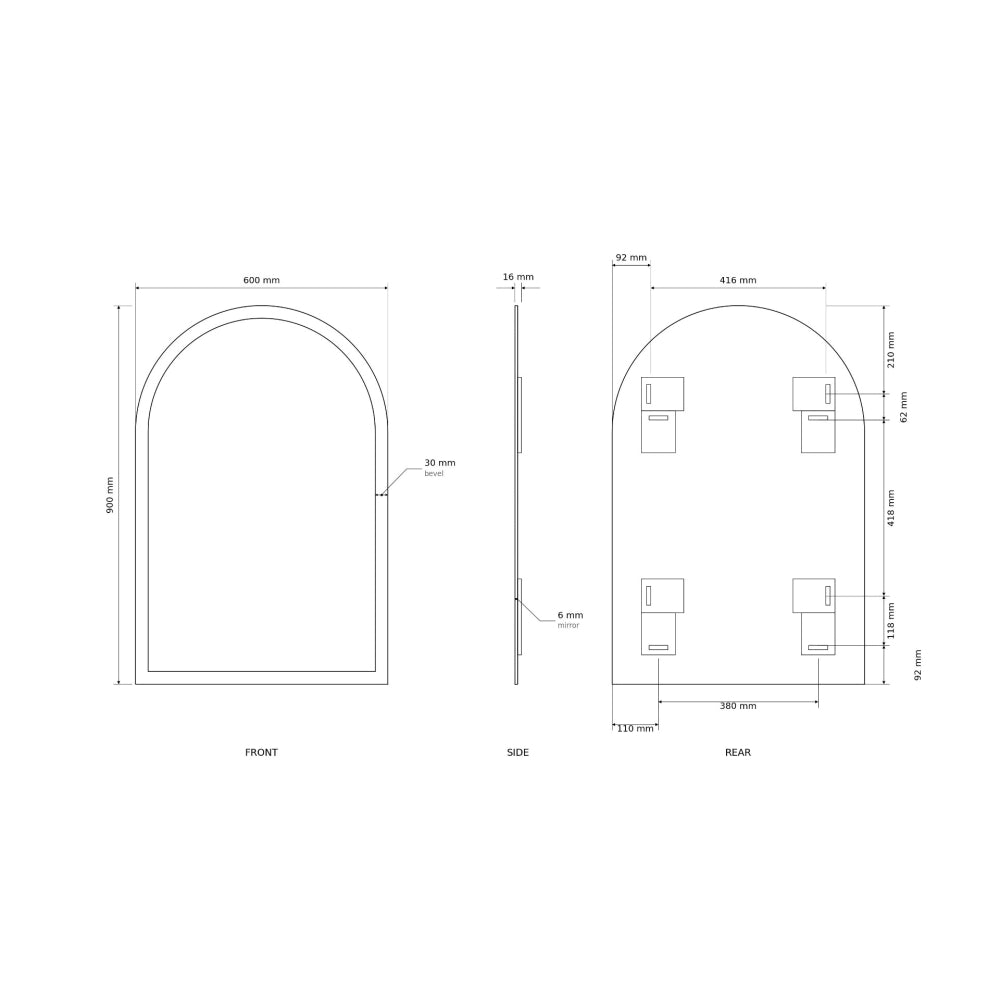 Porterhouse Arch Mirror 60x90cm - Origins Living, view 8