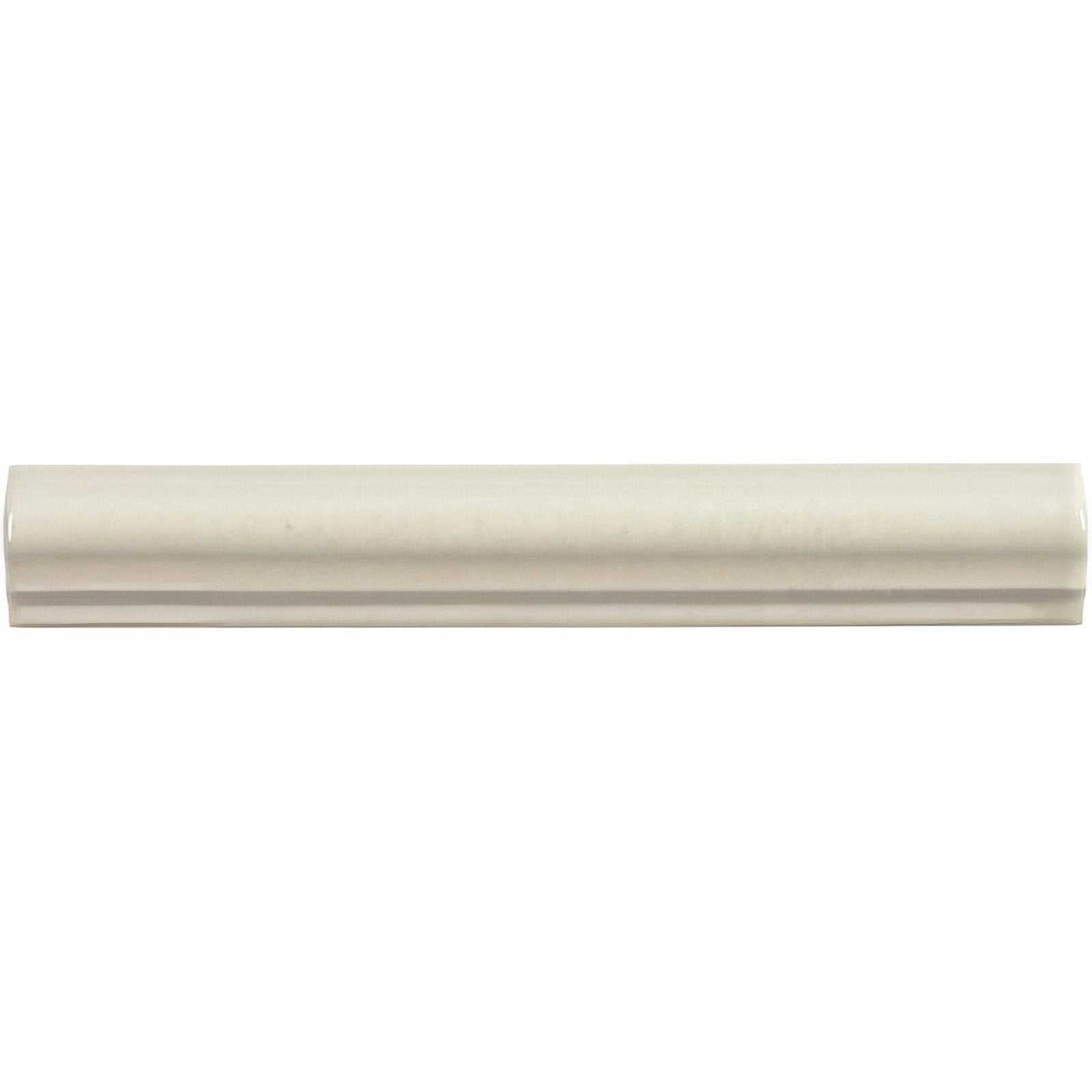 Cream-colored ceramic pumice ogee moulding baseboard with smooth glossy finish and subtle beveled edges