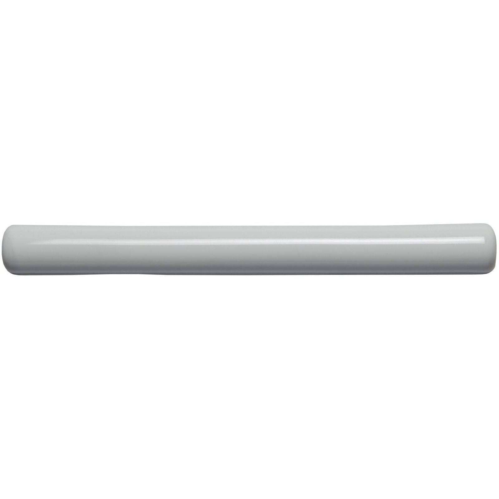A sleek matte gray cylindrical handle with smooth rounded ends for the pure white semi round pencil