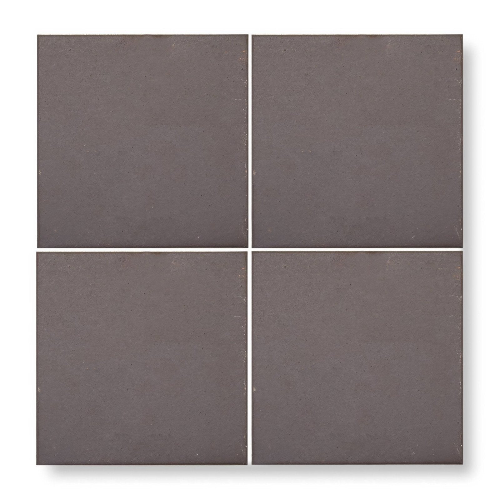 Quarry black square tile with four matte-finished dark gray ceramic tiles arranged in a grid