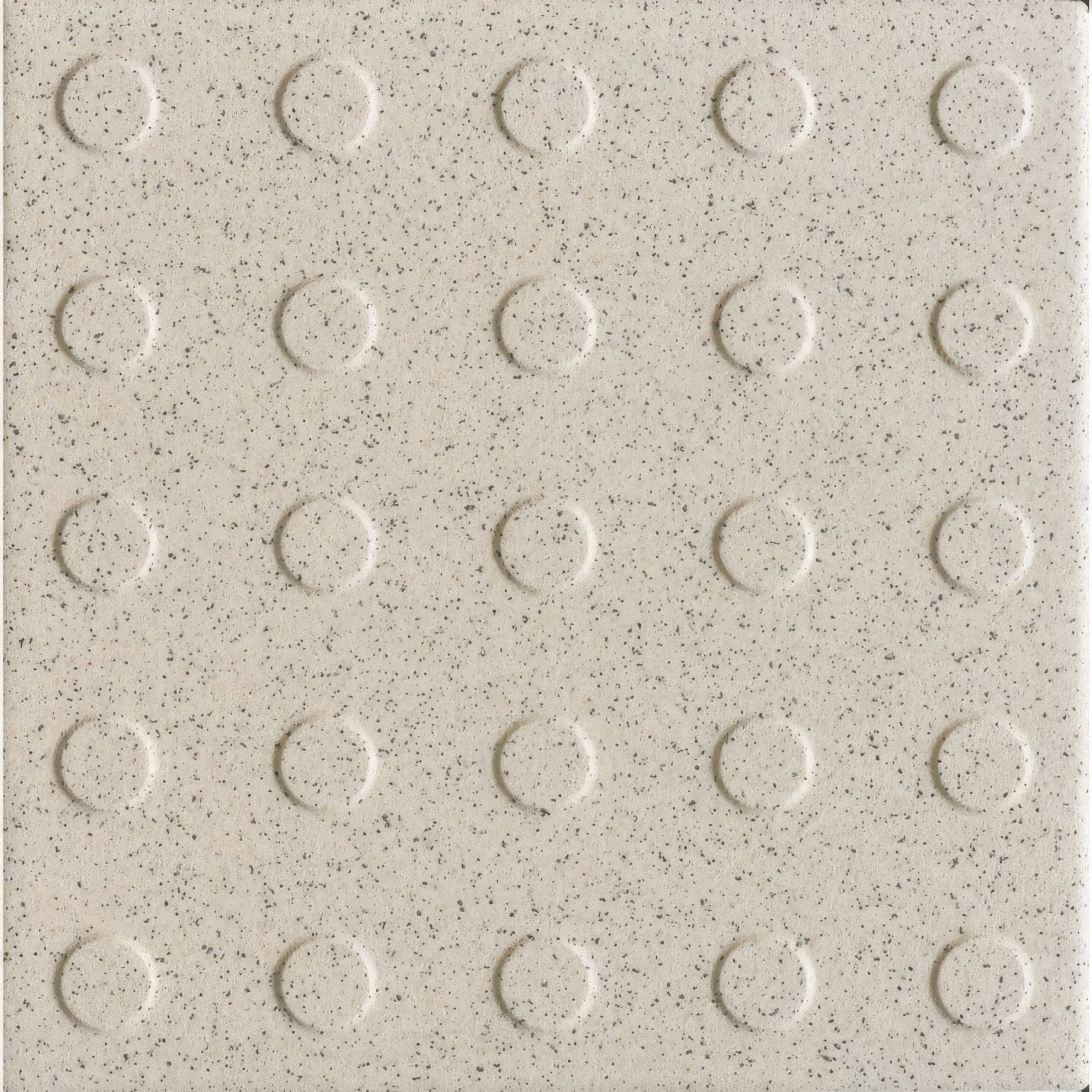 Beige quartz multidisc quarry tile with textured speckled surface and raised circular bumps 148x148x9mm