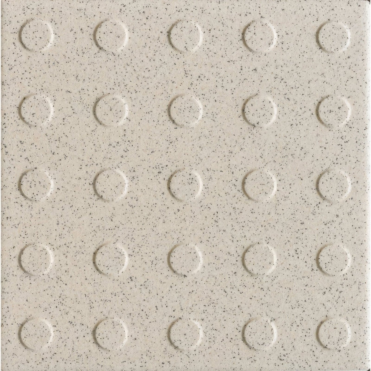 Beige quartz multidisc quarry tile with textured speckled surface and raised circular bumps 148x148x9mm