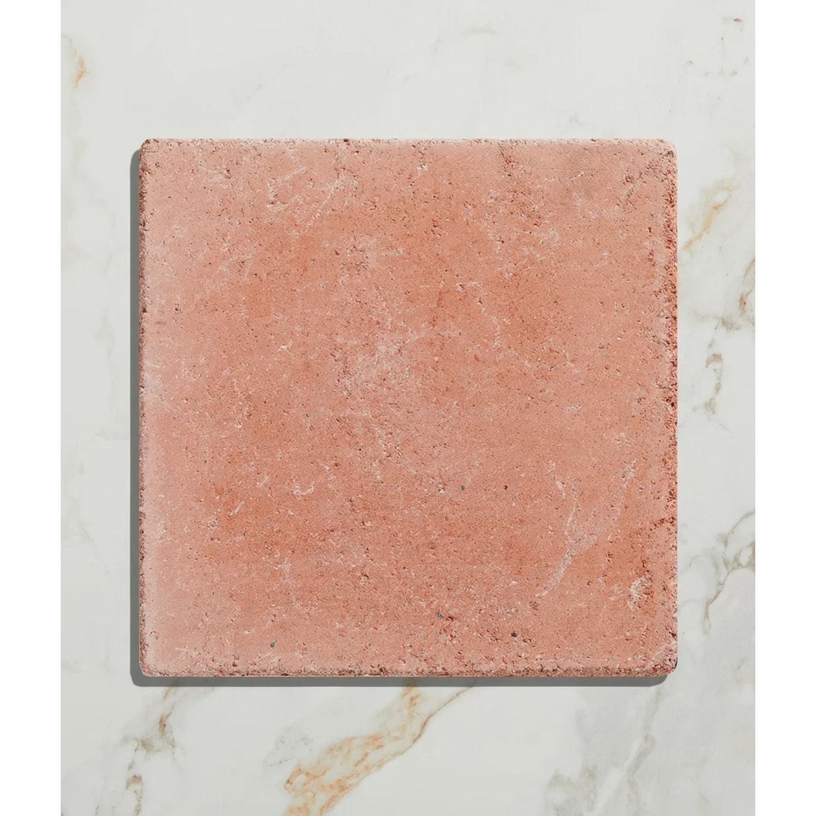 Reform composite stone tumbled salmon pink square tile with textured rustic natural finish for versatile use