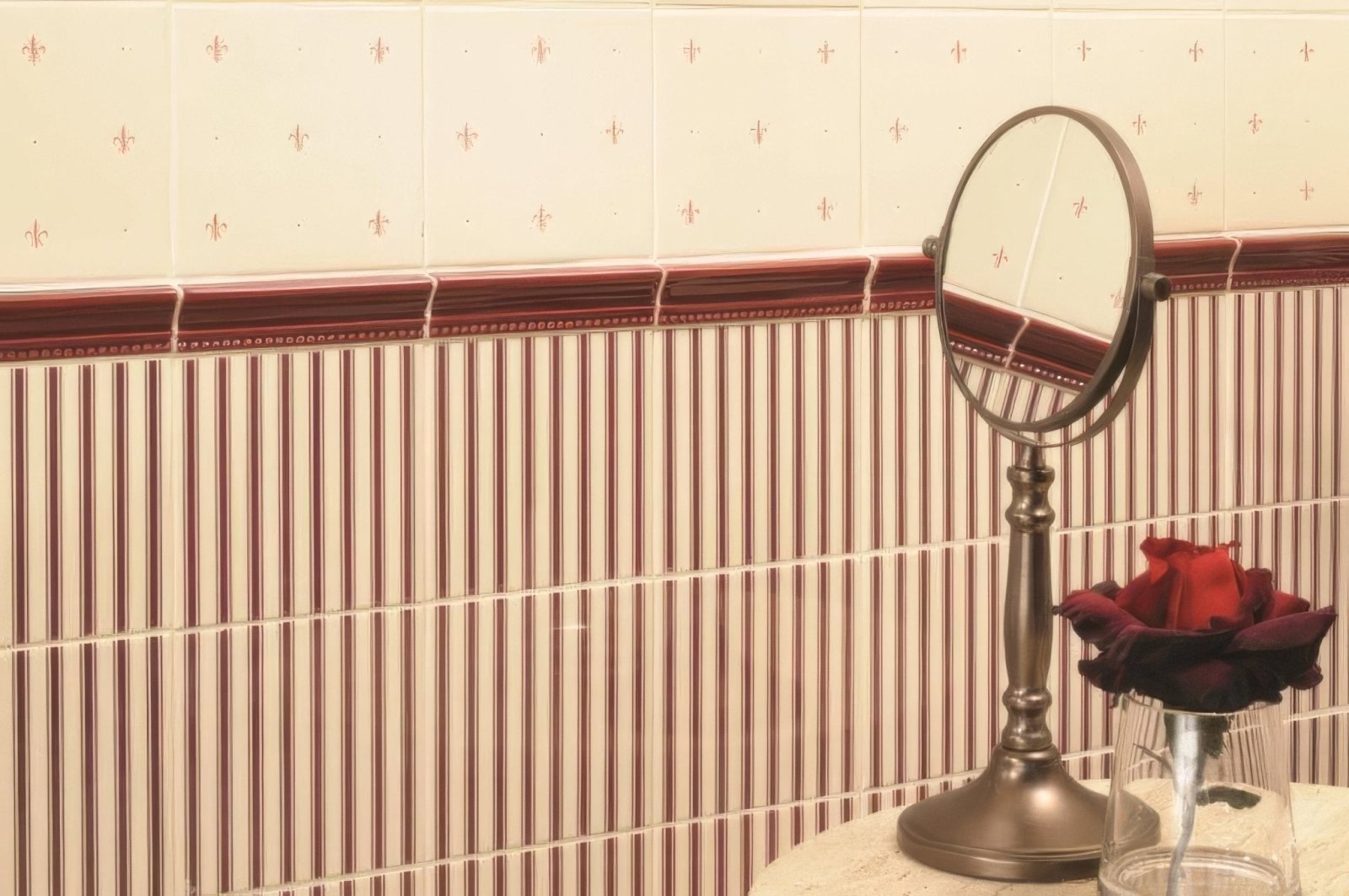 Regency Stripe Burgundy on County White