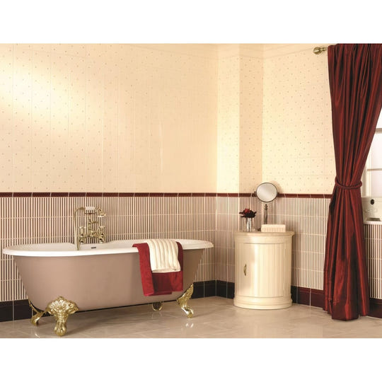 Regency Stripe Burgundy on County White Ceramic Wall Tile 152x152mm - alternate view
