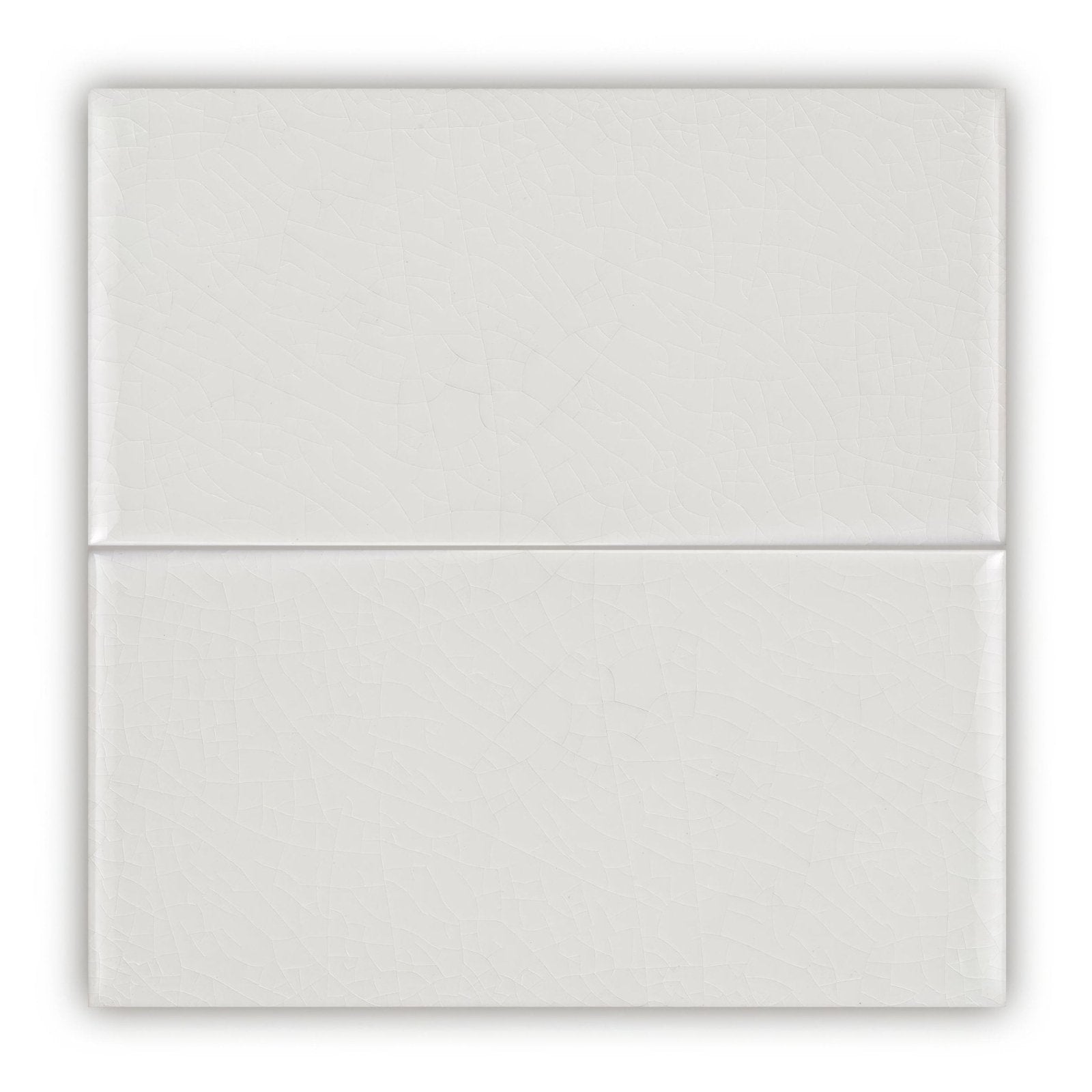 Two glossy white rectangular ceramic tiles arranged vertically from retro metro south kensington glazed collection