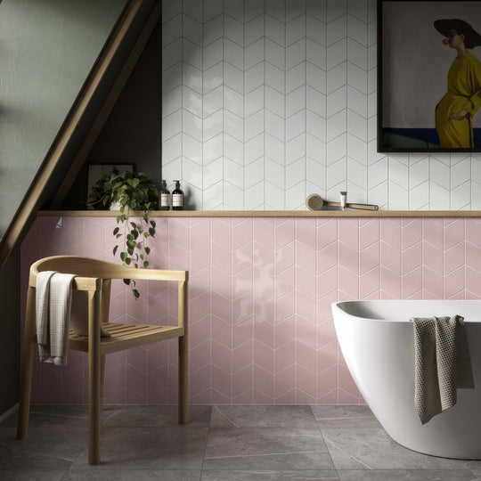 Rhomboid Pink Ceramic Wall Tile - alternate view