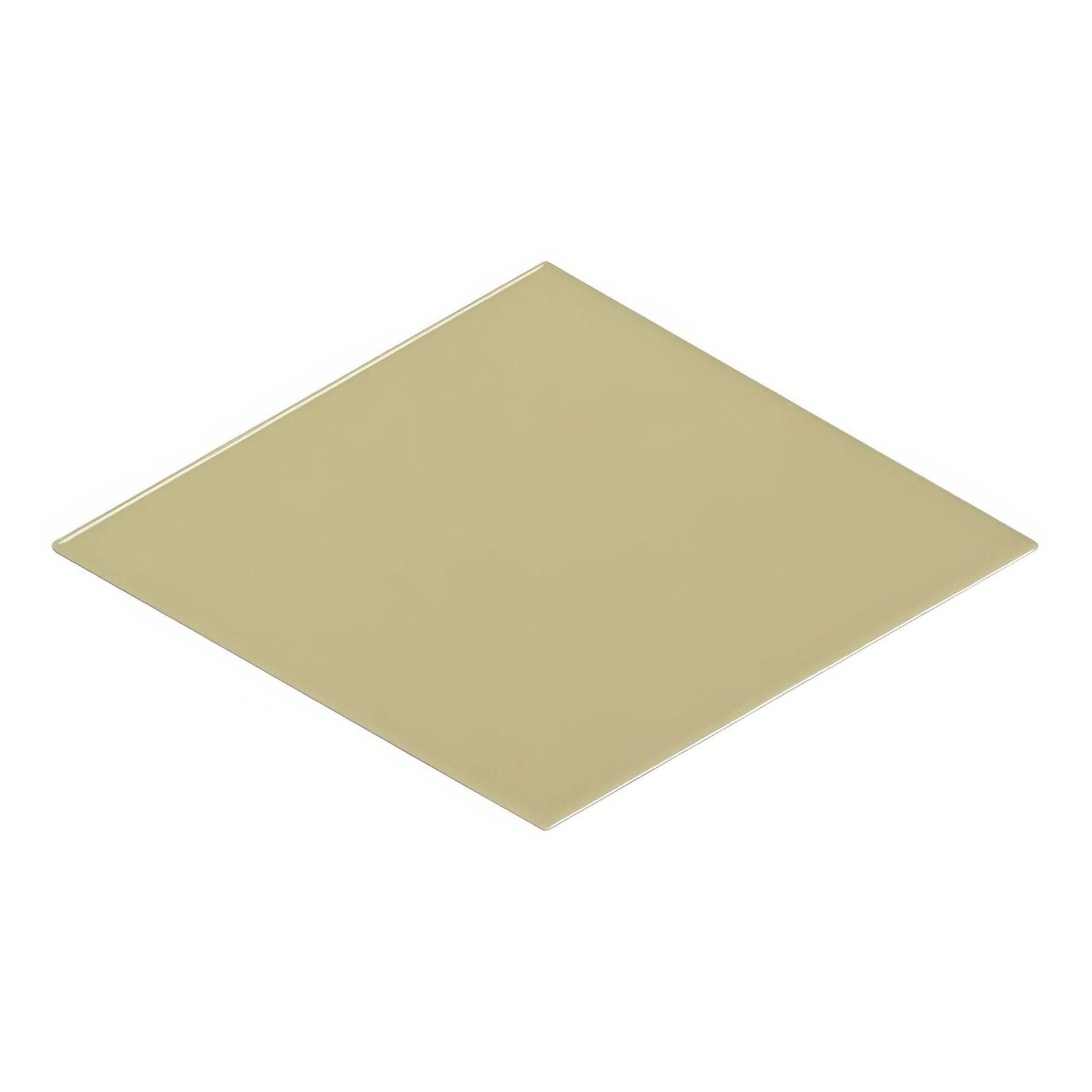 A sleek square beige ceramic wall tile with a smooth reflective glass surface perfect for modern decor
