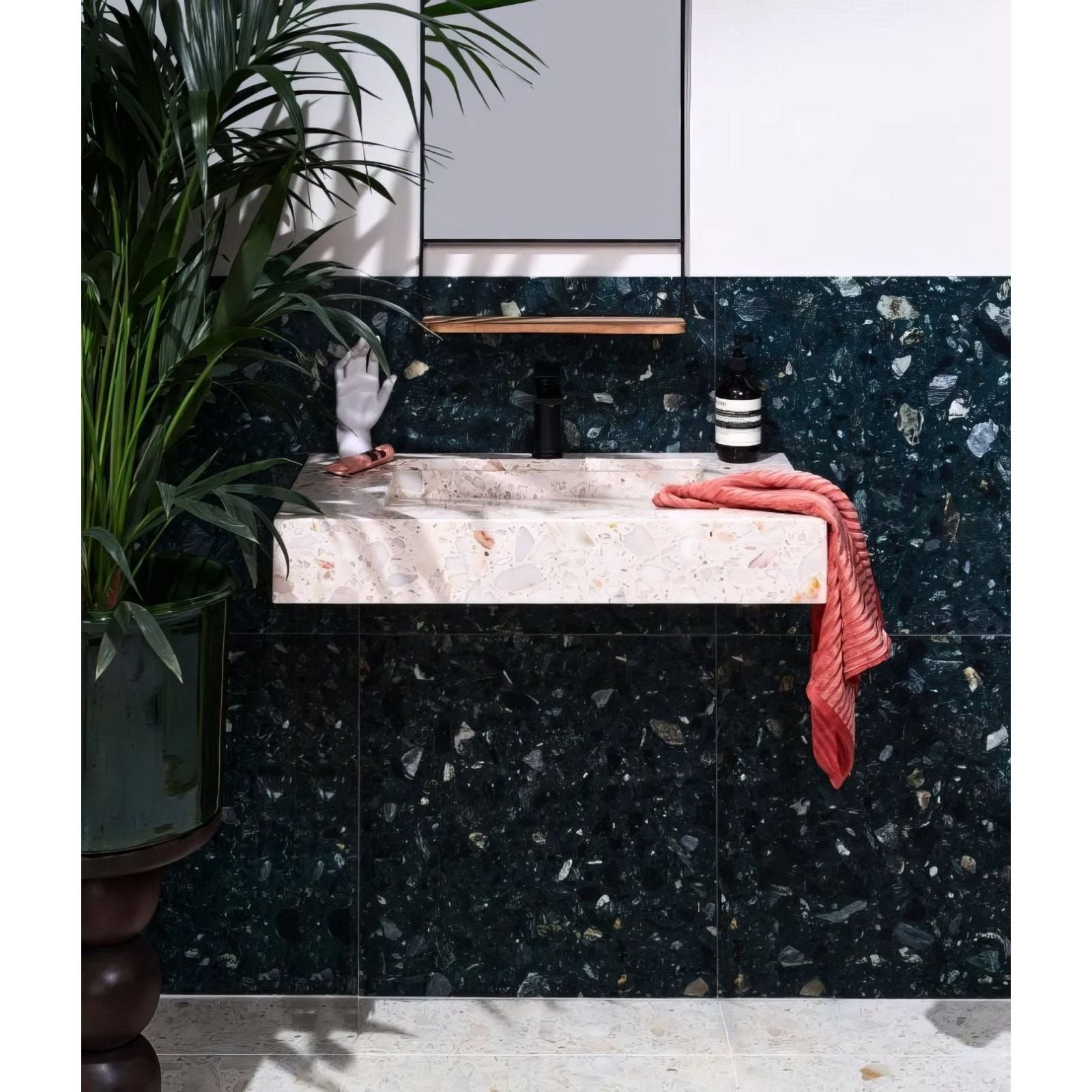 Rialto Terrazzo Foscari Honed in a bathroom setting (2)