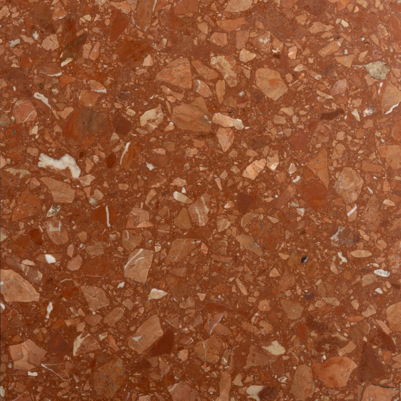 Rialto terrazzo santa croce honed red terrazzo floor with embedded stone and marble fragments in varying shades