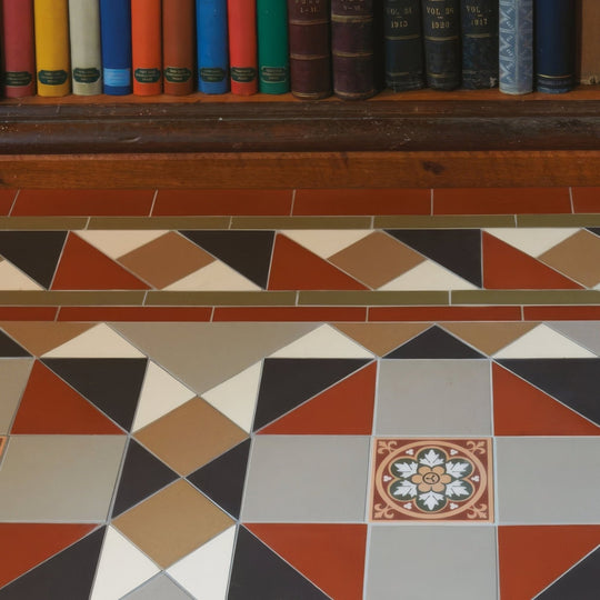 Rochester Black, Holkham Dune, Red, Regency Bath & White with Livingstone Green on Buff - alternate view