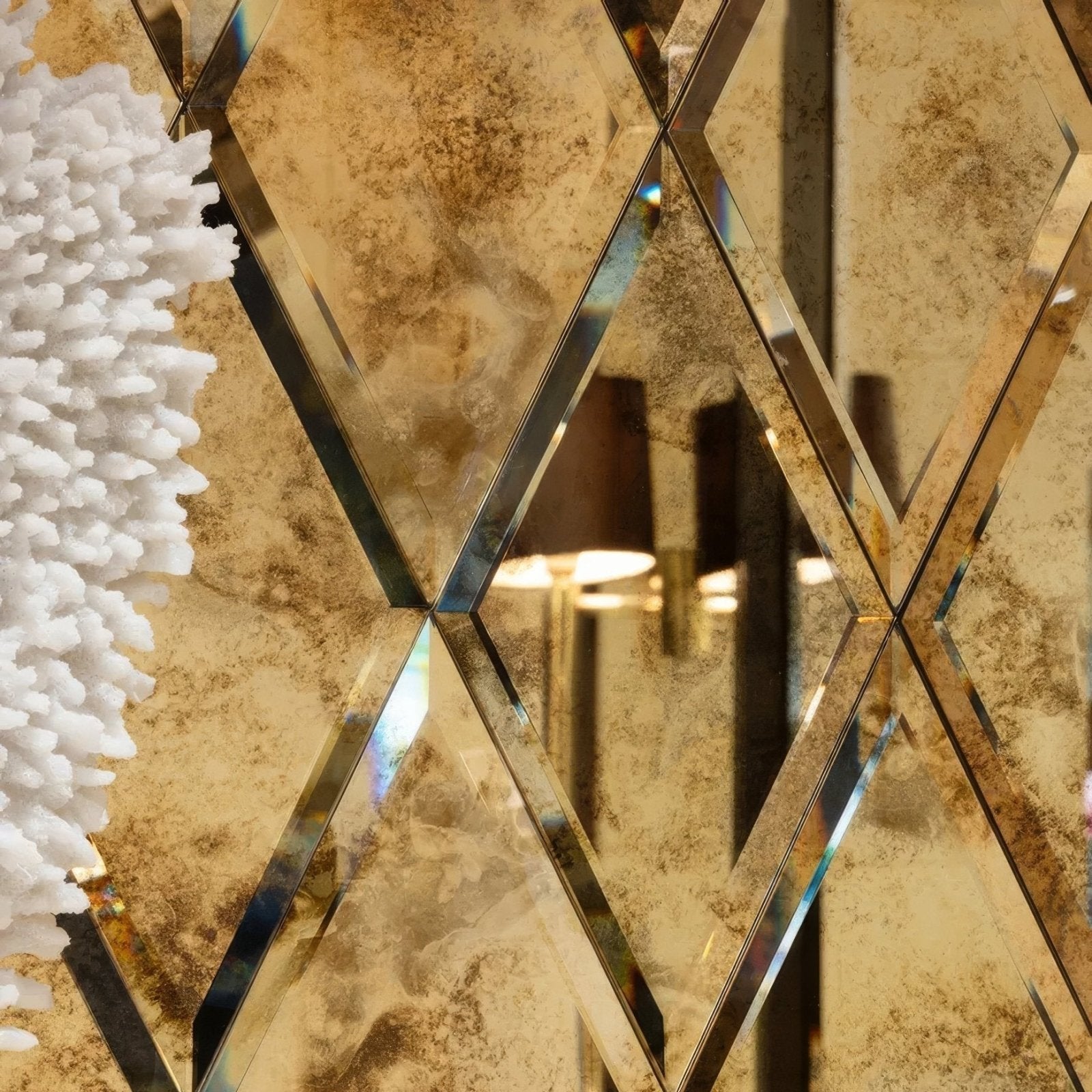 Rococo Mirror Diamond Glass Brass