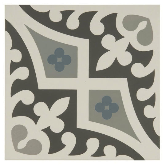 Romanesque Light Blue, Light Grey and Dark Grey on Dover White - alternate view