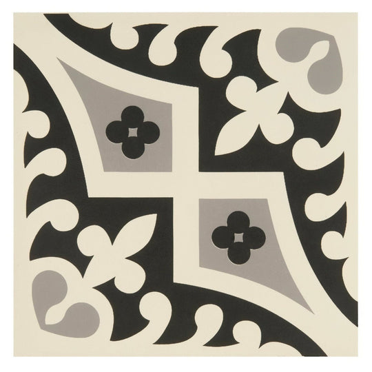 Romanesque Light Grey and Black on White - alternate view