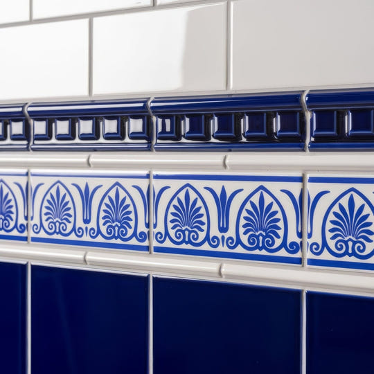 Royal Blue Dentil Moulding Ceramic Wall Tile 152x50mm - alternate view