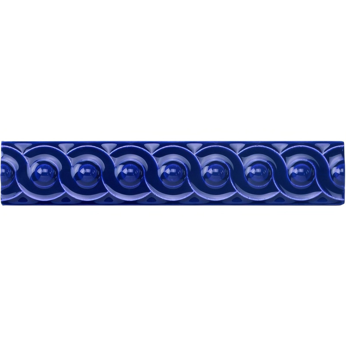 Royal Blue Scroll Moulding Ceramic Wall Tile 152x29mm - Gloss