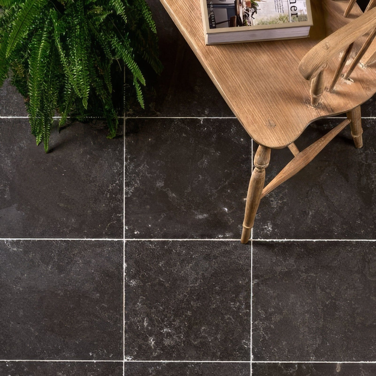 Royal Mink Limestone Tumbled Finish shown as flooring