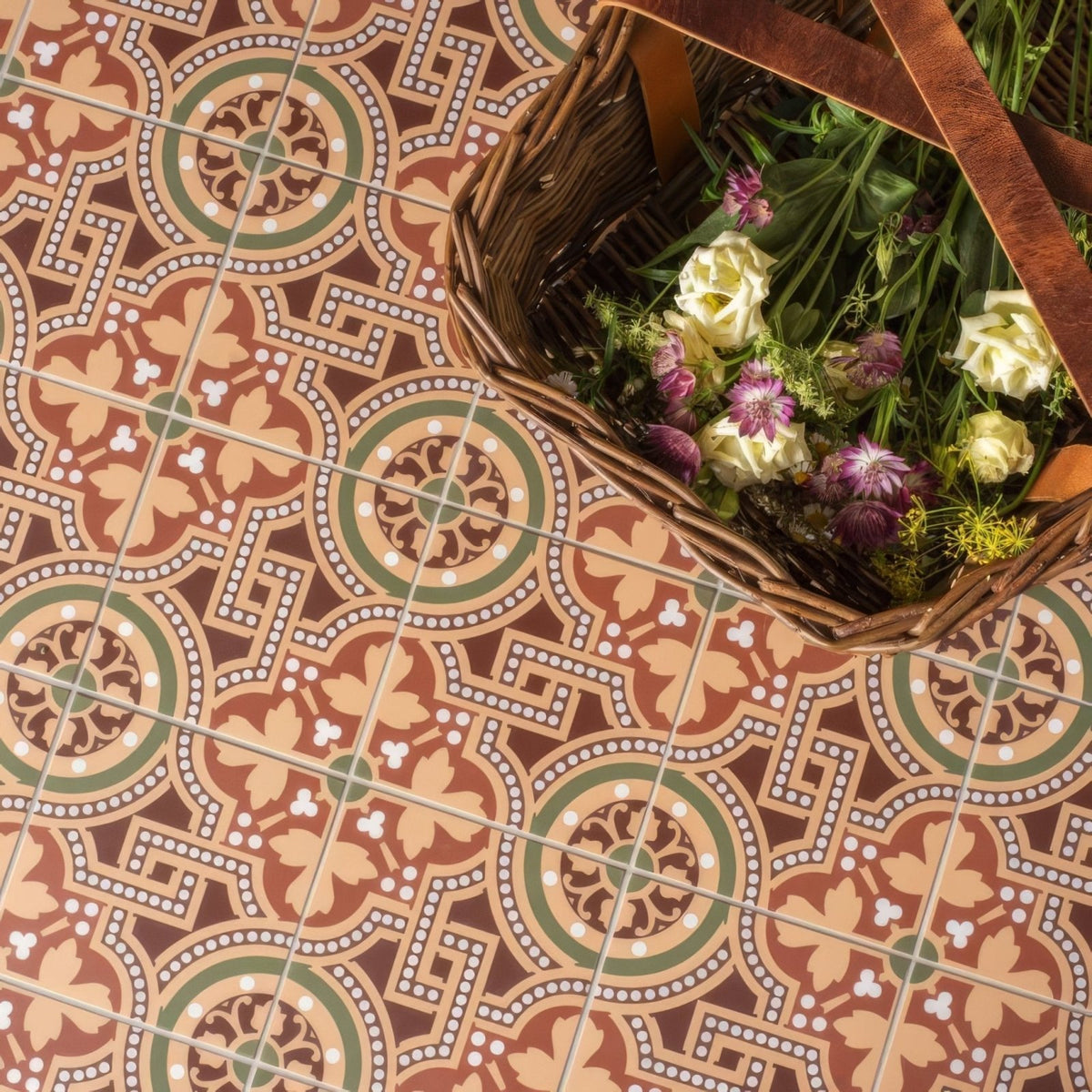 Salisbury Green on Buff Ceramic Floor Tile