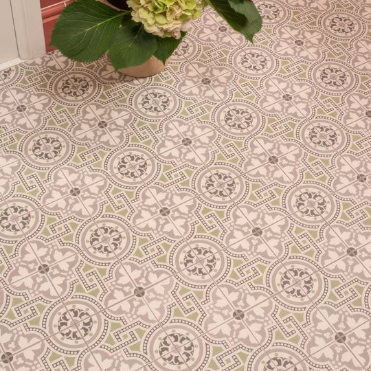Salisbury Green on Dover White Ceramic Floor Tile - alternate view