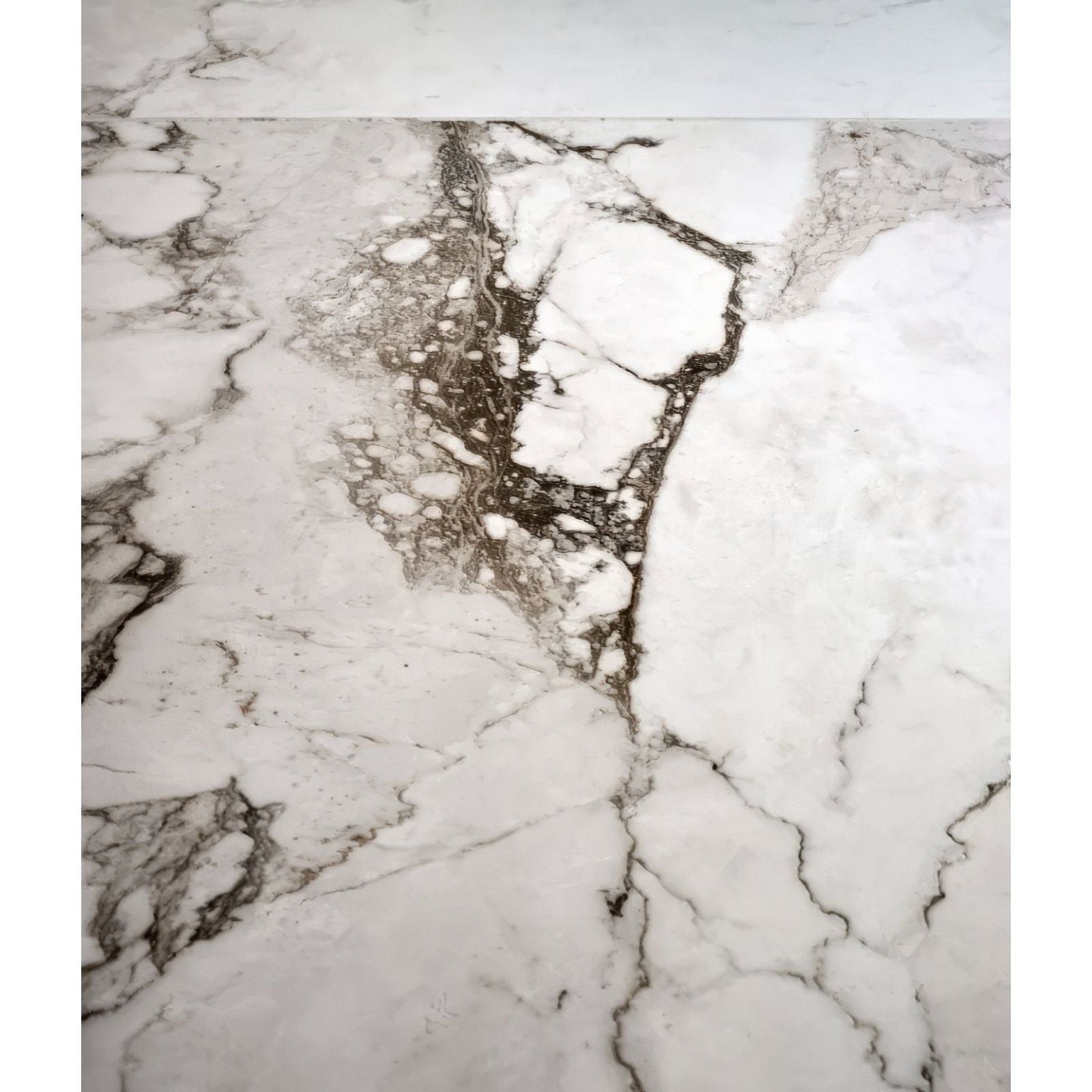 Sculpture grande porcelain carrara with white marble surface and intricate black and gray veining patterns