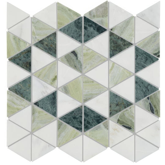 Seaspray Green Triangles Marble Mosaic