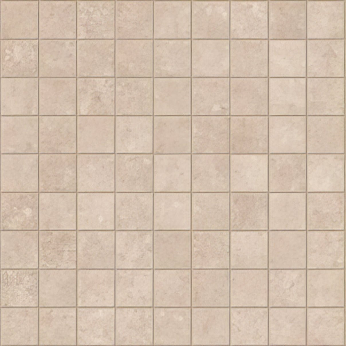 Beige select cenere mosaic square tile with subtle natural stone texture and light grout lines