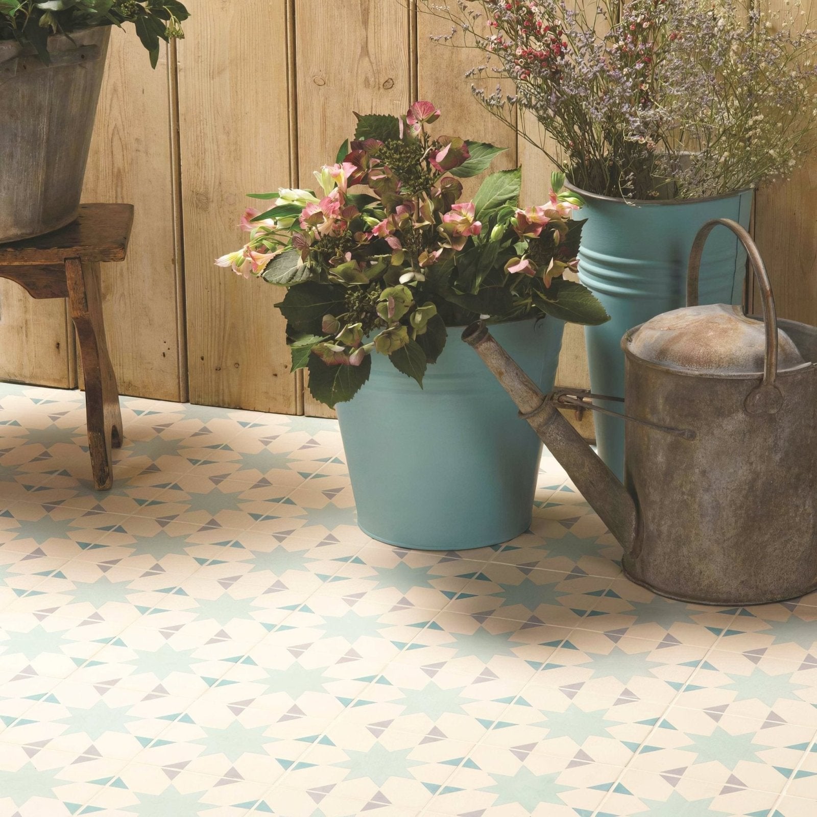 Seville Light Grey, Light Jade and Dark Jade on White