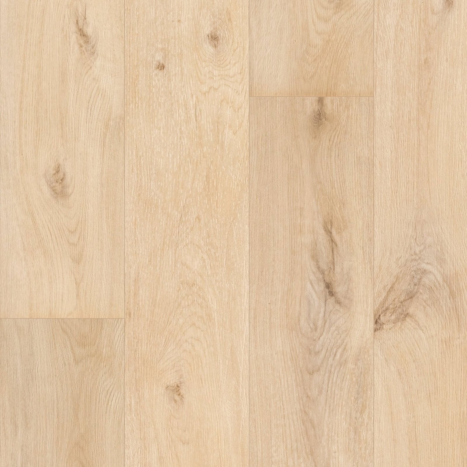 Seychelles F100 XL vinyl planks light oak hardwood flooring with natural wood grain pattern and subtle knots