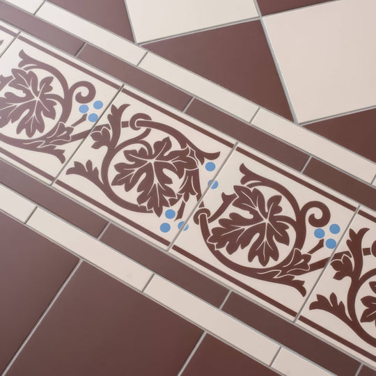 Shaftesbury 2 Tile Border Brown on White - alternate view